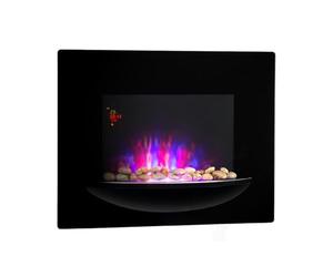 KLARSTEIN Fire Bowl Wall-Mounted Fireplace - 1800W, Realistic Flames, Powerful and Quiet, Romantic, Adjustable Thermostat, Weekly Timer, Remote Control, Black