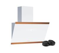 Klarstein FlashLine 60 Cooker Hood - 60cm Kitchen Extractor, Touchscreen, 524 m³/h Air Flow, A++ Energy Efficiency, Quiet 34.5 dB, LED Lighting, White & Copper, Ducted & Recirculating