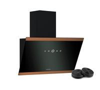 Klarstein FlashLine 60 Cooker Hood - 60cm Kitchen Extractor, Touchscreen, 578 m³/h Air Flow Energy Efficiency, Quiet 34.5 dB, LED Lighting, Black & Copper, Ducted & Recirculating