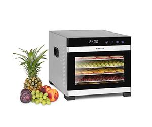 Klarstein Flavour Dry Dehydrator - Model 3000, Steel Case, 6 Steel Shelf Grates, Temperature: 35-75 C °, LCD Display, Timer: 30 min.-24h, 360° Airflow Circulation - Black