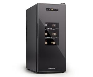 KLARSTEIN free-standing wine fridge 1 zone, drinks fridge, small wine cabinet, wine cooler with glass door, indoor/outdoor bottle fridge, wine fridge, 12 bottles.