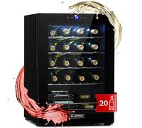 KLARSTEIN Freestanding Wine Cooler Fridge, 53L Single Zone Slimline Wine & Drinks Chiller, Glass Door, 20-Bottle Capacity