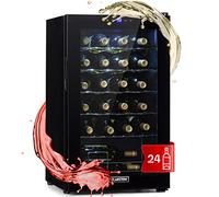 KLARSTEIN Freestanding Wine Cooler Fridge, 63L Single Zone Slimline Wine & Drinks Chiller, Glass Door, 24-Bottle Capacity