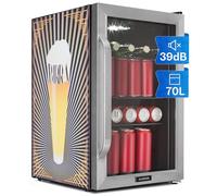 Klarstein Fridge 70L, Small Fridge with Removable Shelves, Quiet Mini Fridge with Glass Door & LED, Small Drinks Fridge, Suitable for Outdoor use, Beer Safe for Bottles, 0-10°C