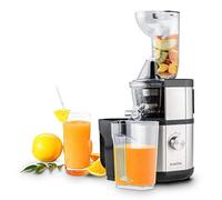 KLARSTEIN Fruitberry - Juicer, Vertical Juicer, BPA-Free, Stainless Steel Micro-strainer, Slow juicer, 400 Watts, 60 rpm, Screw press unit, Forward and Reverse Operation, Silver