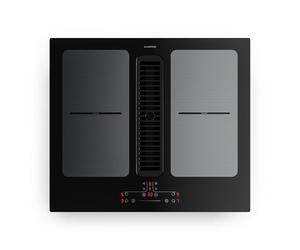 Klarstein Full House Induction Hob With Extractor - 60cm, 4 Zones, Flex Zones, 7335W Boost, Integrated Downdraft Extractor 530m³/h, Touch Control, Timer, Child Lock, Glass Ceramic, Black