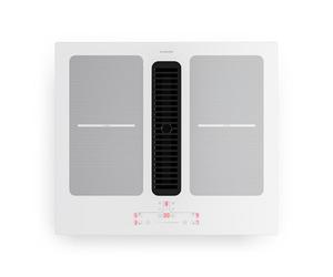 Klarstein Full House Induction Hob With Extractor - 60cm, 4 Zones, Flex Zones, 7335W Boost, Integrated Downdraft Extractor 530m³/h, Touch Control, Timer, Child Lock, Glass Ceramic, White