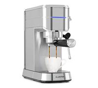 KLARSTEIN Futura Coffee Maker - Portafilter Coffee Machine, 1450 Watts, 20 Bar, Barista Quality Espresso Machine, Thermo Block Heating System, Double Spout, Flow Stop, Milk Frothing Function, Silver