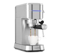 KLARSTEIN Futura Espresso Machine, Portafilter Machine with 1450 Watts, 20 Bar, Barista Quality, Double Spout, Flow Stop, Portafilter Coffee Milk Frothing Function, Silver