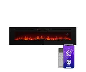Klarstein Galeras Smart Electric Fireplace - 1800W Wall-Mounted Fireplace, Realistic LED Flame Effect, App & Remote Control, Adjustable Colours & Brightness, Overheating Protection