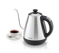 Klarstein Garcon - Electric Kettle, Tea Maker, 1 L, 2000 Watts, Keep-Warm Function, Gooseneck, Precise Temperature Setting, 40 ° C to 100 ° C, LED Display, Stainless Steel, 1.5 kg, Silver