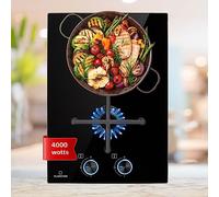 Klarstein Gas Cooker, 2 Burners Gas Hob, 4000W Built In Two Ring Hob, Campervan Cooktops Cookers, Stainless Steel Glass Top Wok Burner, 2 Ring Kitchen Stoves Burners Units