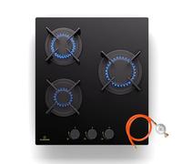 Klarstein Gas Cooker, 3 Burners Gas Hob, 5200W Built In Three Ring Electric Hob, Campervan Cooktops Cookers, Stainless Steel Glass Top Wok Burner, 3 Ring Kitchen Stoves LPG Cooker Burners Unit