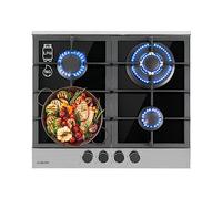 Klarstein Gas Cooker, 4 Burners Gas Hob, 8.0 kW Built In Four Ring Electric Hob, Campervan Cooktops Cookers, Stainless Steel Glass Top Wok Burner, 4 Ring Kitchen Stoves
