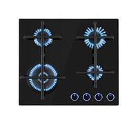 Klarstein Gas Cooker, 4 Burners Gas Hob, 8.5 kW Built In Four Ring Hob, Campervan Cooktops Cookers, Stainless Steel Glass Top Wok Burner, 4 Ring Kitchen Stoves Cooker Burners Units