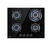 Klarstein Gas Cooker, 4 Burners Gas Hob, 8000W Built In Four Ring Electric Hob, Campervan Cooktops Gas Cookers, Stainless Steel Glass Top Wok Burner, 4 Ring Kitchen Stoves LPG Cooker Gas Burners Units