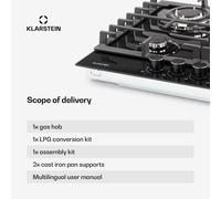 Klarstein Gas Cooker, 4 Burners Hob, 8100W Built in Four Ring Electric