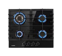 Klarstein Gas Cooker, 4 Burners Hob, 8100W Built in Four Ring Electric Hob, Campervan Cooktops Gas Cookers, Stainless Steel Glass Top Wok Burner, Kitchen Stoves LPG Burners Units