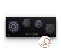 Klarstein Gas Cooker - 4 Burners Hob, 8600W Built-in Electric Four Ring, Campervan Cooktop, Stainless Steel Glass Top Wok Burner, LPG Kitchen Stove Unit