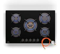 Klarstein Gas Cooker, 5 Burners Gas Hob, 10400W Built In Five Ring Electric Hob, Campervan Cooktops Cookers, Stainless Steel Glass Top Wok Burner, 5 Ring Kitchen Stoves LPG Cooker Burners Unit