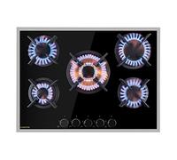 Klarstein Gas Cooker, 5 Burners Gas Hob, 10400W Built In Five Ring Electric Hob, Campervan Cooktops Gas Cookers, Stainless Steel Glass Top Wok Burner, 5 Ring Kitchen Stoves LPG Cooker