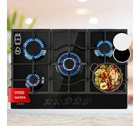 Ignito 5 Zone Gas Hob 5-Burner Burner Glass Ceramic Black