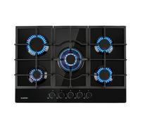 Klarstein Gas Cooker, 5 Burners Gas Hob, 11100W Built In Five Ring Electric Hob, Campervan Cooktops Cookers, Stainless Steel Glass Top Wok Burner, 5 Ring Kitchen Stoves LPG Cooker Burners Unit