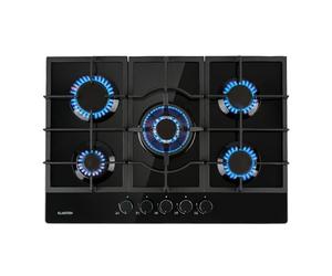 Klarstein Gas Cooker, 5 Burners Gas Hob, 11100W Built In Five Ring Electric Hob, Campervan Cooktops Cookers, Stainless Steel Glass Top Wok Burner, 5 Ring Kitchen Stoves LPG Cooker Burners Unit