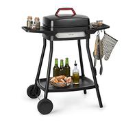 Klarstein Gatsby Electric Grill Stand Table Grill: Power: 2000 Watts, EasyGrill Concept, Area: 40 x 36 cm/Die-Cast Aluminium/Non-Stick/Hood, Two Side Tables, Black