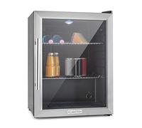 KLARSTEIN Glass Mini Fridge, 60L Table Top Fridge with Removable Shelves, Indoor/Outdoor Home Bar Storage for Bedrooms, Food, & Drinks