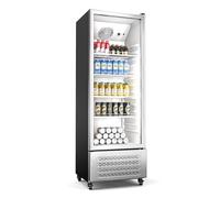 KLARSTEIN GrandCooler 270L Drinks Fridge - Beverage Refrigerator with Double-Glazed Door, Aluminium Door, LED Lighting, Mechanical Thermostat, 4 Shelves, 0°C to 10°C, 4 Wheels