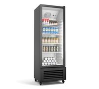KLARSTEIN GrandCooler 270L Drinks Fridge - Beverage Refrigerator with Double-Glazed Door, LED Lighting, Mechanical Thermostat, 4 Shelves, 0°C to 10°C, 4 Wheels