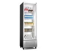 KLARSTEIN GrandCooler 306L Drinks Fridge - Beverage Refrigerator with Double-Glazed Door, Aluminium Door, LED Lighting, 4 Shelves, 0°C to 10°C, 4 Wheels, Energy Class B