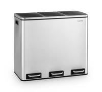 KLARSTEIN Grandmaster Trash Pedal Bin Waste Separator, 54 Litre Capacity with 3 x 18 Litre Buckets, Recycling, Material: PP/Stainless Steel Housing, Carry Handles, Brushed Stainless Steel/Black