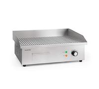 Klarstein Grillmeile 3000R Pro - cast Iron Electric Grill Plate, Grill Surface: 54,5 x 35 cm (Ribbed), infinitely Variable 50-300 °C, 3000 Watt, Stainless Steel