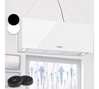 Klarstein Hanging Island Cooker Hood, Extractor Fan for Kitchen Islands, 590m³/h Airflow, Timer, Adjustable Kitchen Extractor Fan with Modern Design, 3 Mode Cooker Hoods, Activated Carbon Filters