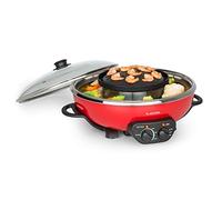 Klarstein Hot Pot and Grill Plate - Hot Pot Cooker, Electric Pot, Volume: 5 L, HotPot: 1350 W / 38 cm Ø, Grill Plate: 600 W / 22 cm Ø, Aluminium Heating Element, 2-in-1, Red