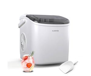 Klarstein Ice Maker - 12kg/24h, 2 Bullet Sizes, Touch Control, 1.3L Water Tank, LED Indicators, Portable, White - Ideal Ice Cube Machine for Home/Parties