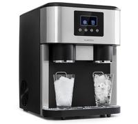 Klarstein Ice Time Crush Ice Cube Maker 3 in 1: Ice Cubes, Crushed Ice, Ice Water, 2 Ice Cube Sizes, 15-18kg/24h, LCD Display, Water Tank Capacity: 1.8 Litres, Ice Capacity: 600g, Silver