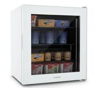 Klarstein IceAge 88 Mini Freezer, 88L Capacity, Adjustable Temp 0 to -18°C, LED Lighting, 3 Shelves, Glass Door, Energy Class E, Compact Tabletop Design, Ideal for Small Spaces, White