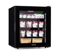 Klarstein IceAge Freezer - Freezer with Glass Front, Thermostat with 5 Levels, 0 to -18 °C, Height compensating feet, Steel housing, EEC E, 3 Shelves, 88 litres
