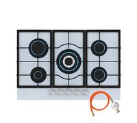 Klarstein Ignito Gas Hob, 5-Zone Sabaf Burners, Tempered Glass, SnapJetIgnition, Wok Ring, 75cm, Black, Efficient & Flexible Cooking, Suitable for Natural & LPG Gas, Easy to Clean