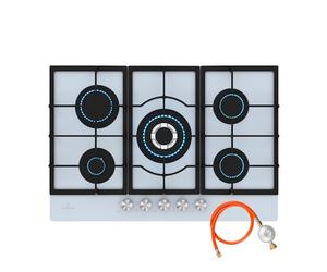 Klarstein Ignito Gas Hob, 5-Zone Sabaf Burners, Tempered Glass, SnapJetIgnition, Wok Ring, 75cm, Black, Efficient & Flexible Cooking, Suitable for Natural & LPG Gas, Easy to Clean
