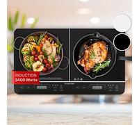 Klarstein Induction Hob, 3400W Electric Hob Induction Cooker, 2 Ring Electric Pan Free Standing Table Top Cookers w/ 2 Hobs, Modern Heater Cooktops, Hot Plates for Cooking