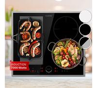 Klarstein Induction Hob, 7000W Electric Hobs Induction Cooker, 4 Ring Electric Pan Hob, Built-In Table Top Cookers w/ 4 Hobs, Touch Control, Inductions Heater Cooktops, Hot Plates for Cooking