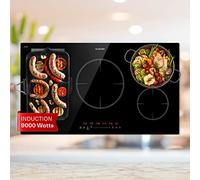 Klarstein Induction Hob, 9000W Electric Hob Induction Cooker, 5 Ring Electric Pan Built-In Table Top Cookers w/ 5 Hobs, Touch Control, Heater Cooktops, Hot Plates for Cooking