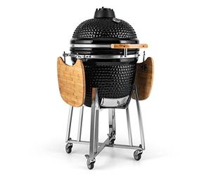 Klarstein Kingsize Kamado Ceramic Grill (21" Smoker, Slow Cooking Temperatures from 110 ° to 400 ° C, 2 cm-Thick Ceramic Walls) Stainless Steel