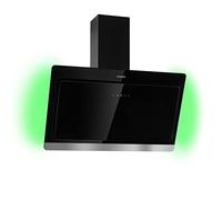Klarstein Kitchen Cooker Hood, Angled Gas Cooker Hoods 90cm, Smart Extractor Fan for Kitchens w/RGB LED Lights, Carbon Cooker Hood Filter, 563m³/h Airflow Cooker Hoods, IoT/Wi-Fi, Extractor Fan Hood
