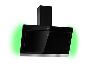 Klarstein Kitchen Cooker Hood, Angled Gas Cooker Hoods 90cm, Smart Extractor Fan for Kitchens w/RGB LED Lights, Carbon Cooker Hood Filter, 585m³/h Airflow Cooker Hoods, IoT/Wi-Fi, Extractor Fan Hood