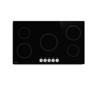 Klarstein Kochheld 90cm Induction Hob - 5-Zone Electric Induction Cooker, 8700W Boost, Rotary Knob Control, Residual Heat Indicator, Overheat Protection, Ceramic Glass Cooktop, Black